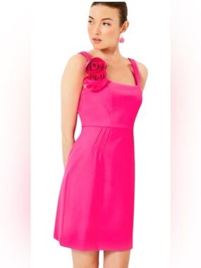 Lilly Pulitzer Jade Dress Passion Fruit Pink Rosette Mini Dress NWT Size 8